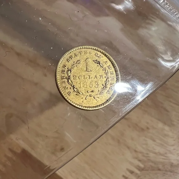 Antique Gold US Coin $1 1853 Lady Profile - Picture 2 of 2